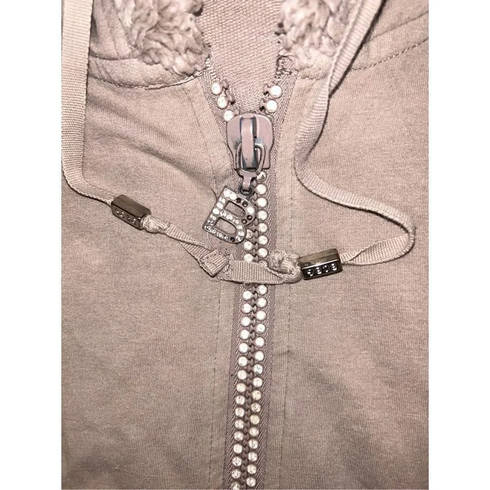 BCBG Maxazaria full zip up bling hoodie size large